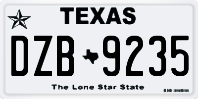 TX license plate DZB9235