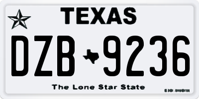 TX license plate DZB9236