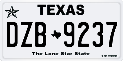 TX license plate DZB9237