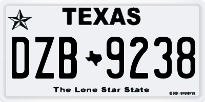TX license plate DZB9238