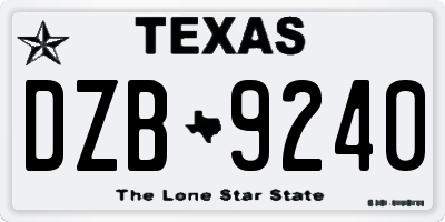 TX license plate DZB9240