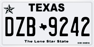 TX license plate DZB9242