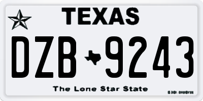 TX license plate DZB9243