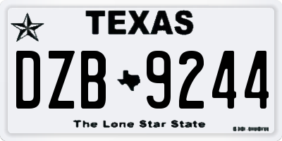 TX license plate DZB9244