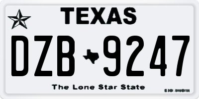 TX license plate DZB9247