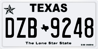 TX license plate DZB9248