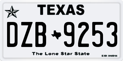 TX license plate DZB9253