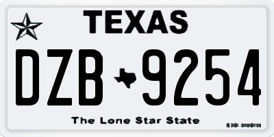 TX license plate DZB9254