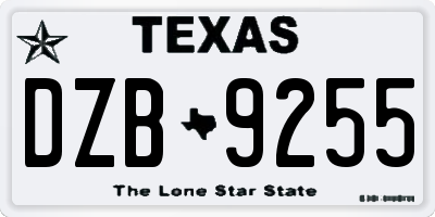 TX license plate DZB9255