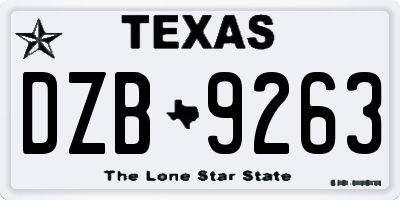 TX license plate DZB9263