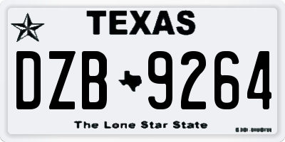 TX license plate DZB9264