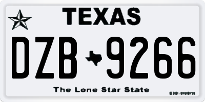 TX license plate DZB9266