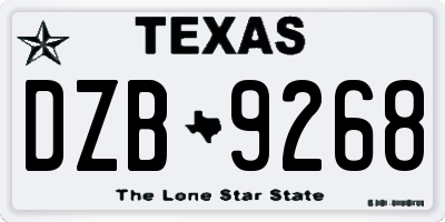 TX license plate DZB9268