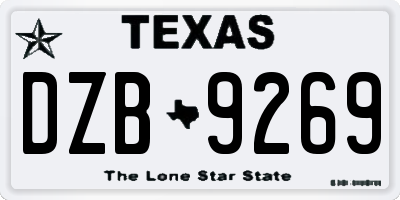 TX license plate DZB9269
