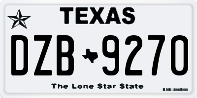 TX license plate DZB9270