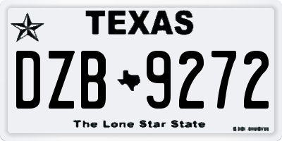 TX license plate DZB9272
