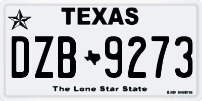 TX license plate DZB9273