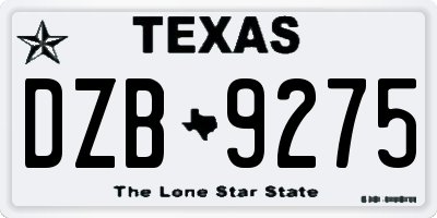 TX license plate DZB9275