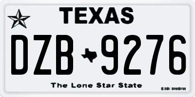 TX license plate DZB9276