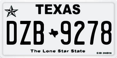 TX license plate DZB9278