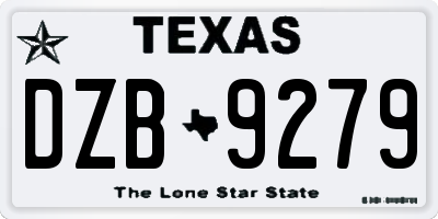 TX license plate DZB9279