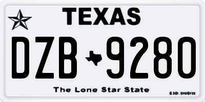 TX license plate DZB9280