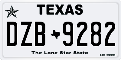 TX license plate DZB9282