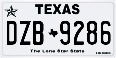 TX license plate DZB9286