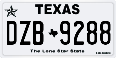 TX license plate DZB9288