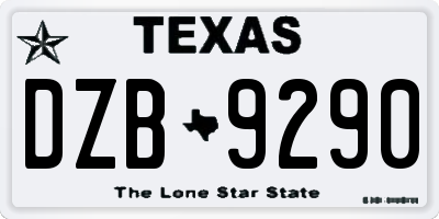 TX license plate DZB9290
