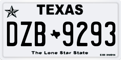 TX license plate DZB9293