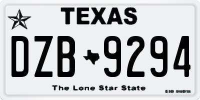 TX license plate DZB9294