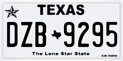 TX license plate DZB9295
