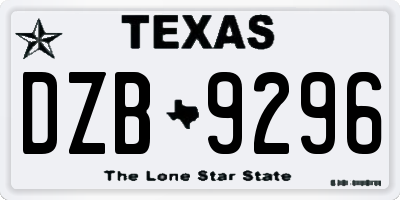 TX license plate DZB9296