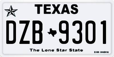 TX license plate DZB9301