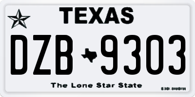 TX license plate DZB9303