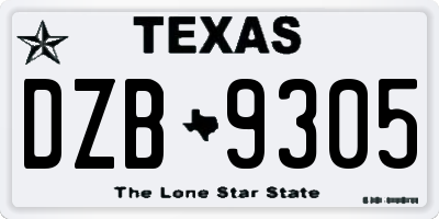 TX license plate DZB9305