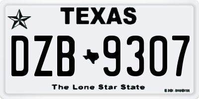 TX license plate DZB9307