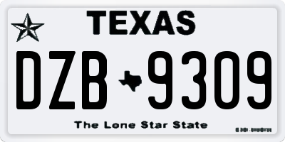 TX license plate DZB9309