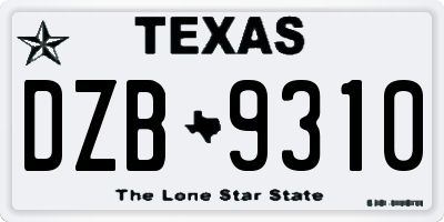 TX license plate DZB9310