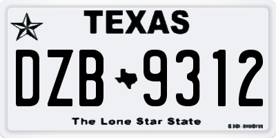 TX license plate DZB9312