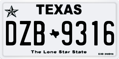 TX license plate DZB9316