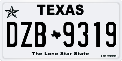 TX license plate DZB9319