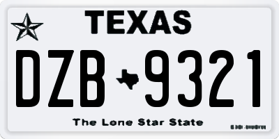 TX license plate DZB9321