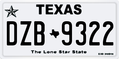 TX license plate DZB9322