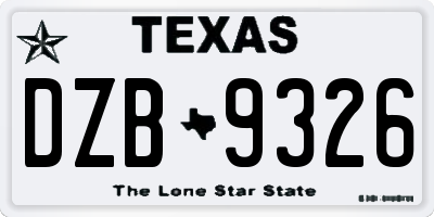 TX license plate DZB9326