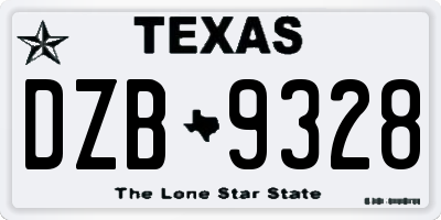 TX license plate DZB9328