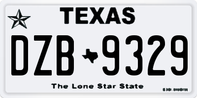 TX license plate DZB9329