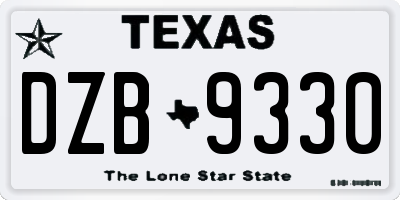 TX license plate DZB9330