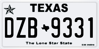 TX license plate DZB9331